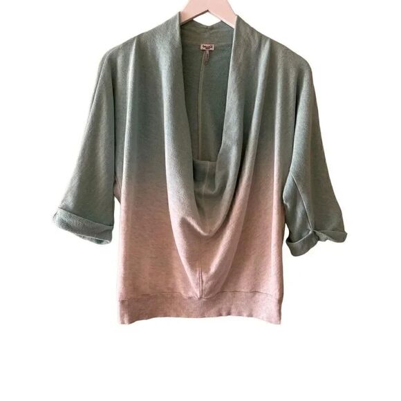 Splendid Cowl Neck Turquise White Ombre Loungewear Quarter Length Sleeves SZ M - Picture 3 of 11